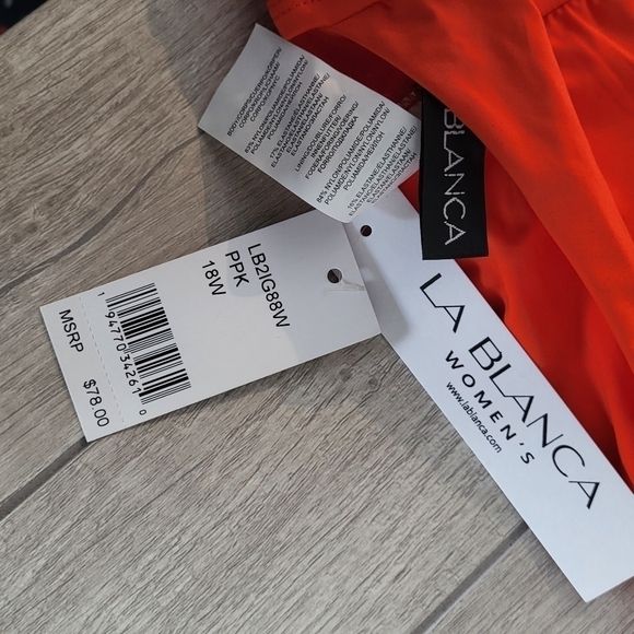 La Blanca High Neck Ruched Tie Back Halter Swim Top Size 18W - Picture 8 of 12